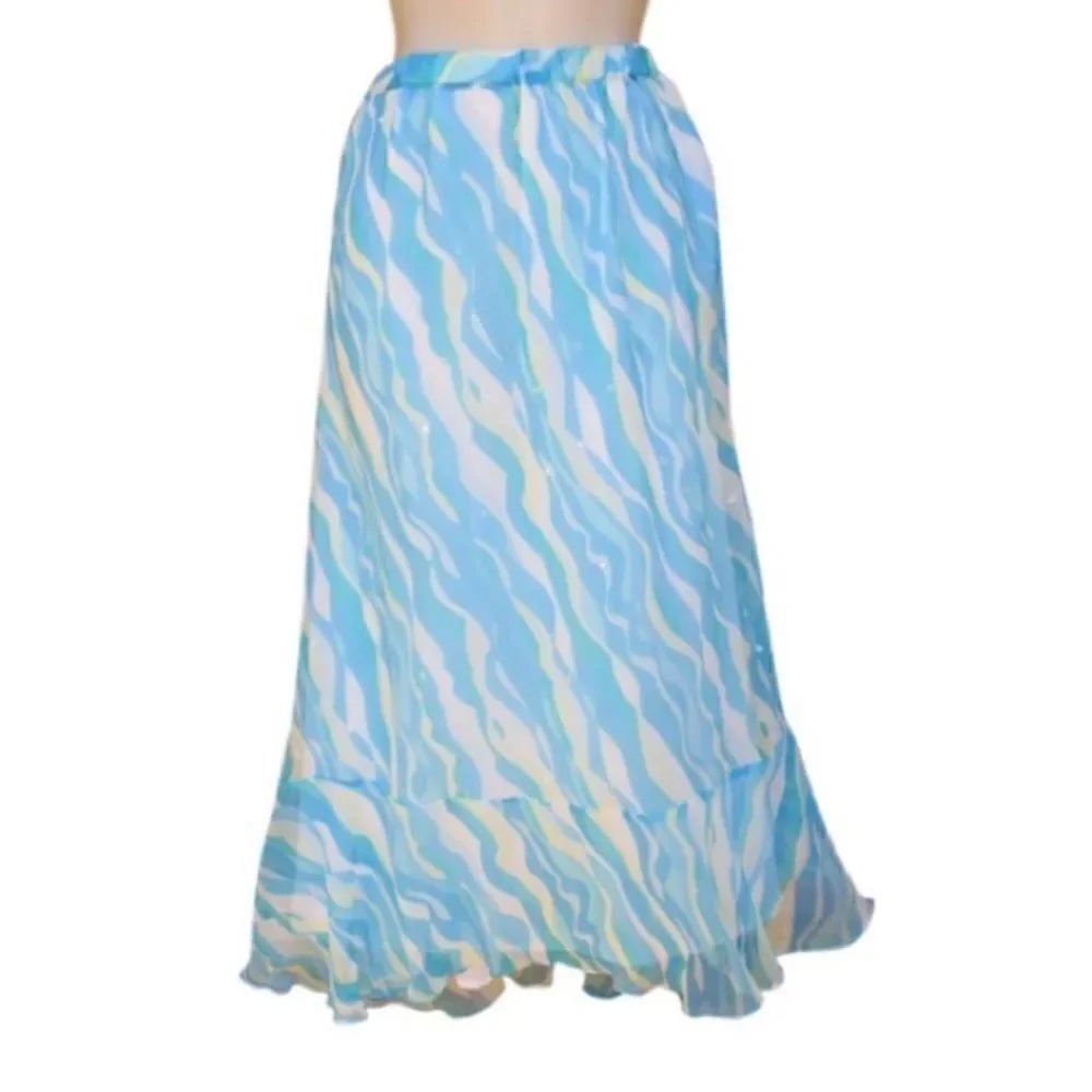 Vintage 90's Blue Silk Sequin Skirt